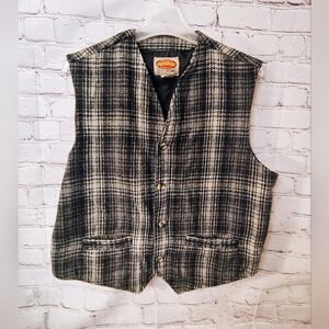 Vintage Paragraff Wool Blend Preppy Classic Vest Pockets Large